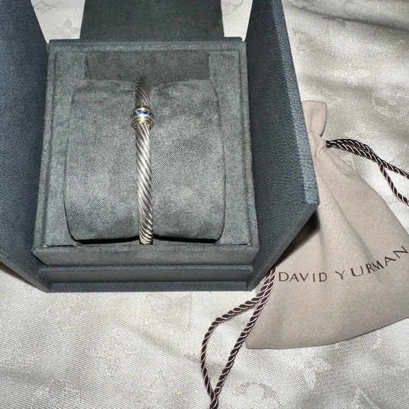 David Yurman Sterling/14K Gold & Sapphire Bracelet / Ring SET - Picture 6 of 9